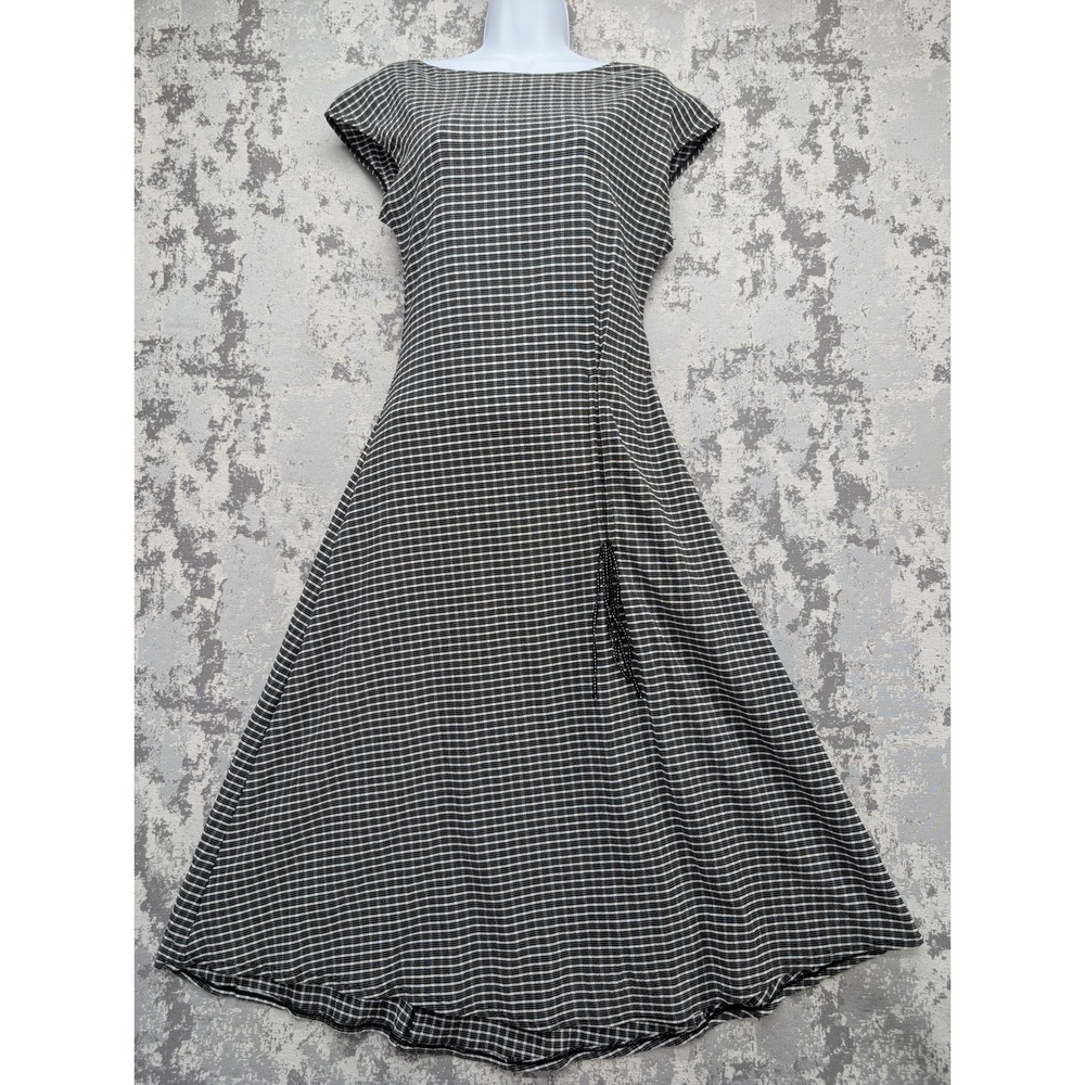 Max Studio‎ Black White Stripe Fit Flare Midi Dress Size M NWT NEW
